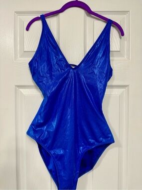TA3 - RARE 🦄 Shimmery ✨ Royal Blue, V-Neck, One-Piece Swimsuit